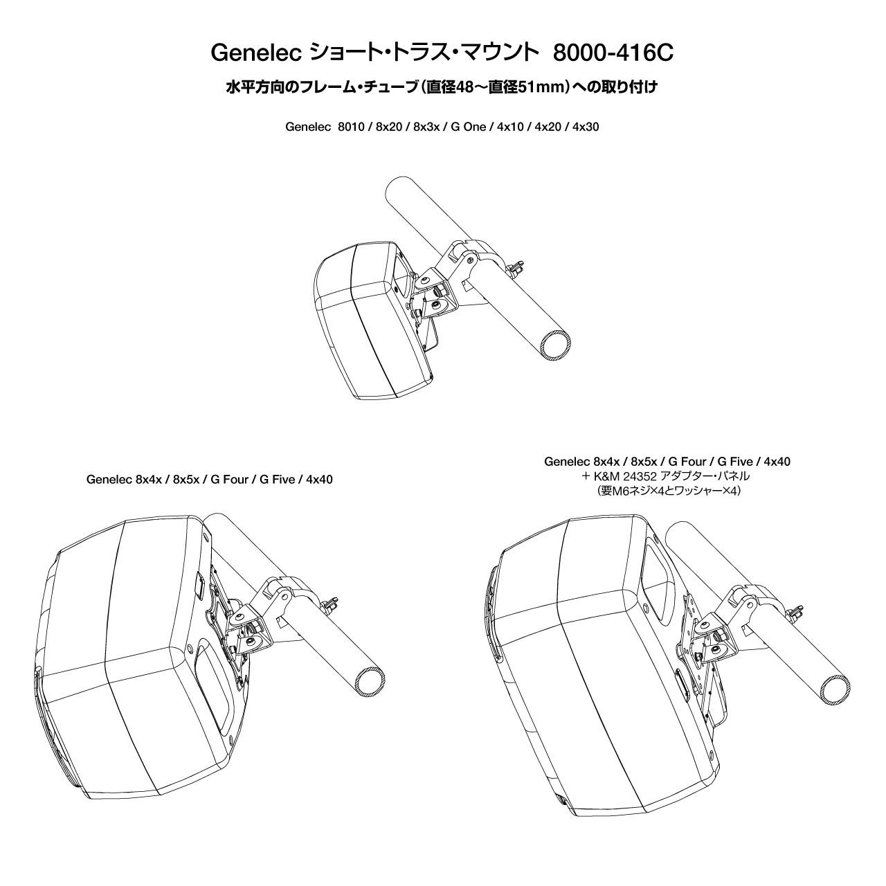 GENELEC スタンド２つセット　ショートトラス・マウント8000-416C 8000-416 Short Truss Mount with clamp - Genelec.com